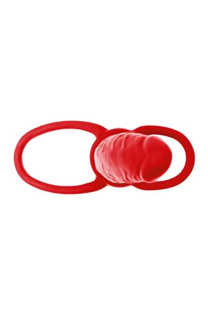 Красная насадка на пенис для двойного проникновения Black&Red - 16,5 см.